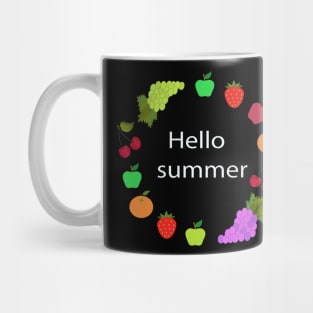 Various fruits in a circle. Mug